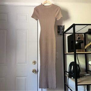 Meshki | Dresses | Meshki Tan Rib Knit Chunky Crew Neck Short Sleeve Bodycon Maxi Dress | Poshmark Meshki | Dresses | Meshki Tan Rib Knit Chunky Crew Neck Short Sleeve Bodycon Maxi Dress | Poshmark